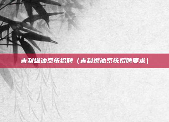 吉利燃油系统招聘（吉利燃油系统招聘要求）