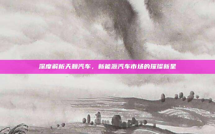 深度解析天赖汽车,新能源汽车市场的璀璨新星