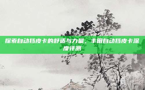 探索自动挡皮卡的舒适与力量,丰田自动挡皮卡深度评测