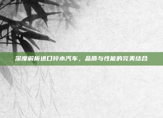 深度解析进口铃木汽车,品质与性能的完美结合