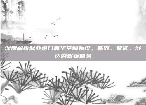 深度解析起亚进口嘉华空调系统,高效、智能、舒适的驾乘体验