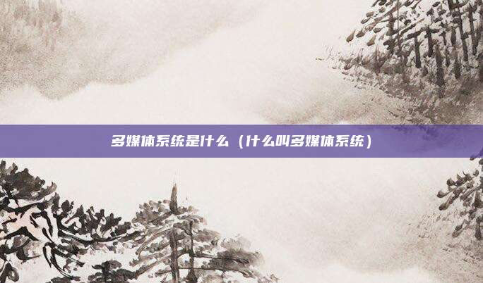 多媒体系统是什么（什么叫多媒体系统）