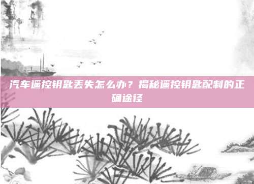 汽车遥控钥匙丢失怎么办?揭秘遥控钥匙配制的正确途径