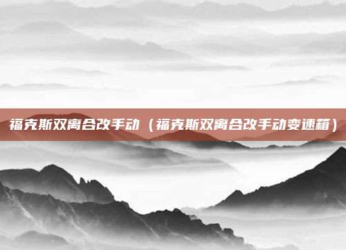 福克斯双离合改手动（福克斯双离合改手动变速箱）