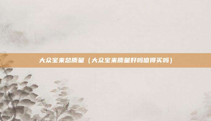 大众宝来总质量（大众宝来质量好吗值得买吗）