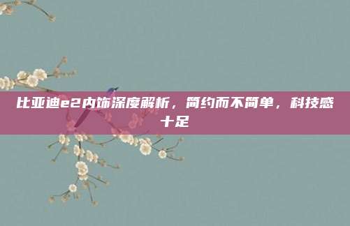 比亚迪e2内饰深度解析,简约而不简单,科技感十足