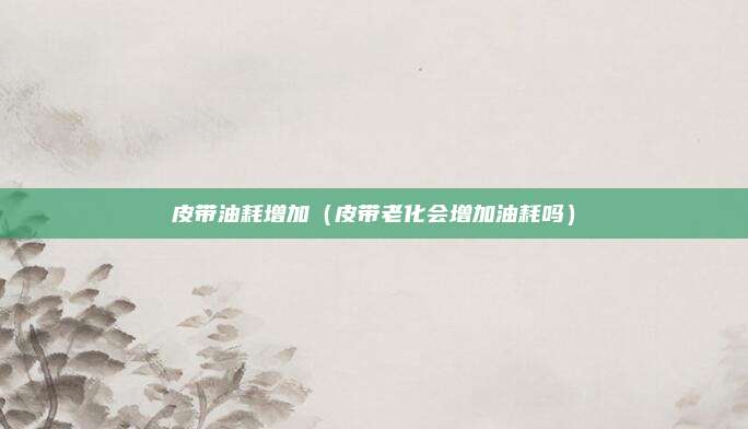 皮带油耗增加（皮带老化会增加油耗吗）