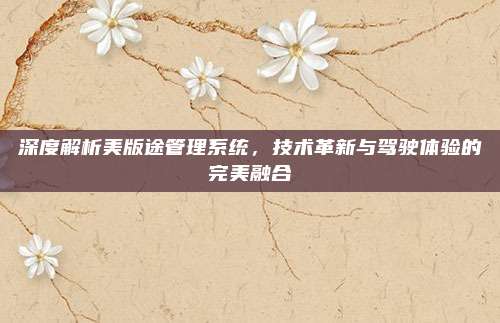 深度解析美版途管理系统,技术革新与驾驶体验的完美融合