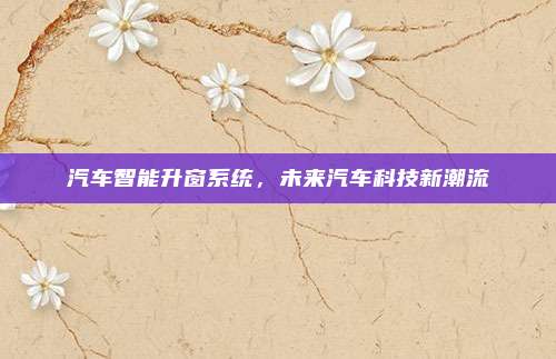 汽车智能升窗系统,未来汽车科技新潮流