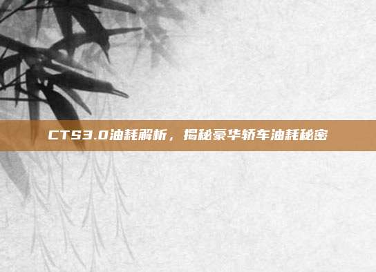 CTS3.0油耗解析,揭秘豪华轿车油耗秘密