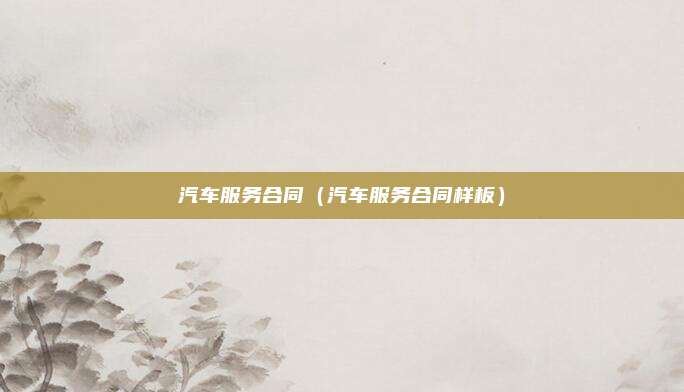 汽车服务合同(汽车服务合同样板)