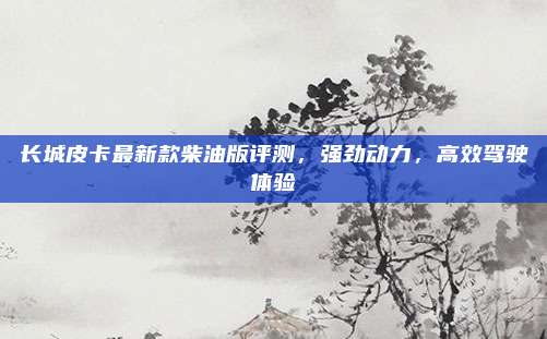 长城皮卡最新款柴油版评测,强劲动力,高效驾驶体验