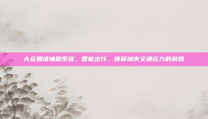 大众拥堵辅助系统,智能出行,缓解城市交通压力的利器