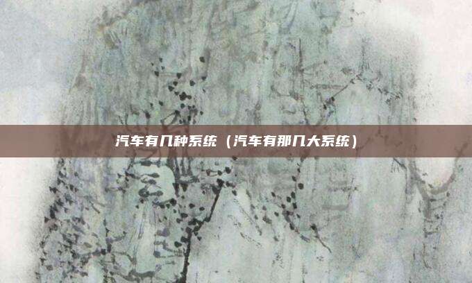 汽车有几种系统（汽车有那几大系统）