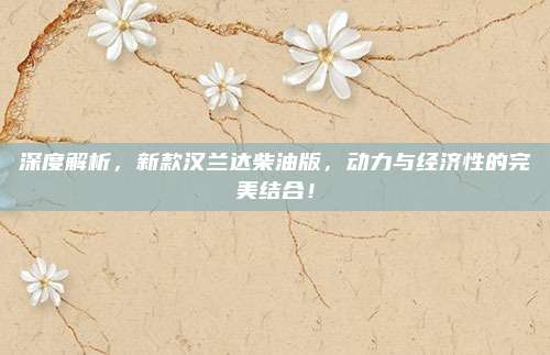 深度解析,新款汉兰达柴油版,动力与经济性的完美结合!
