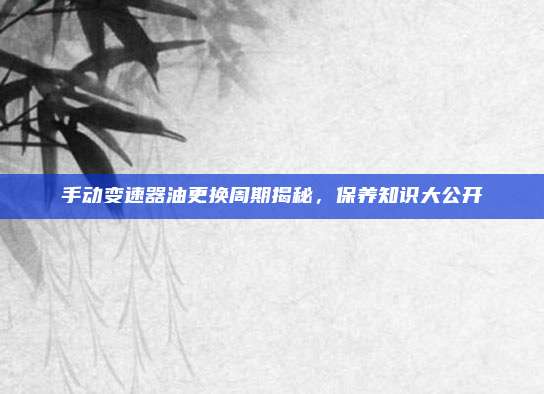手动变速器油更换周期揭秘,保养知识大公开