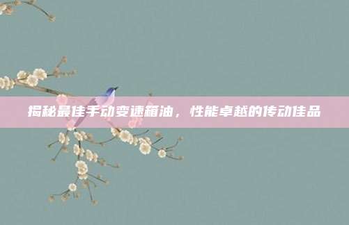 揭秘最佳手动变速箱油,性能卓越的传动佳品