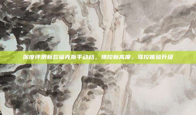 深度评测新款福克斯手动档,操控新高度,驾控体验升级