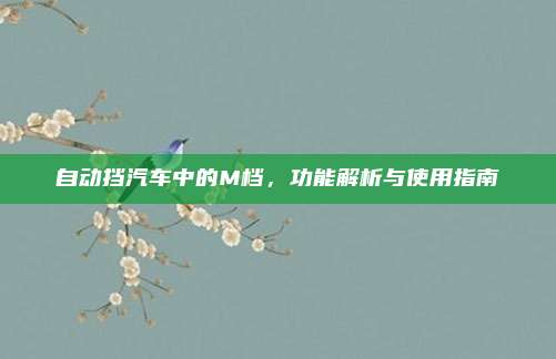 自动挡汽车中的M档,功能解析与使用指南