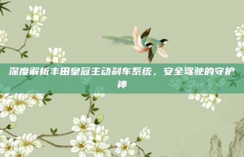 深度解析丰田皇冠主动刹车系统,安全驾驶的守护神