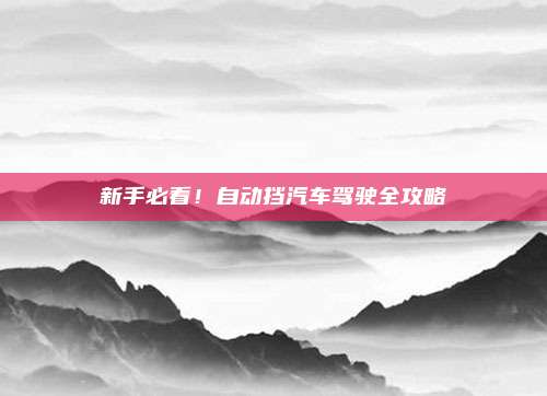 新手必看!自动挡汽车驾驶全攻略