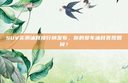 SUV实测油耗排行榜发布,你的爱车油耗表现如何?