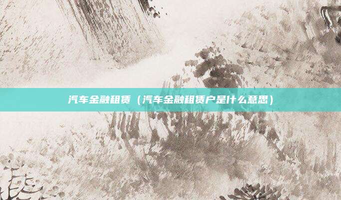 汽车金融租赁(汽车金融租赁户是什么意思)