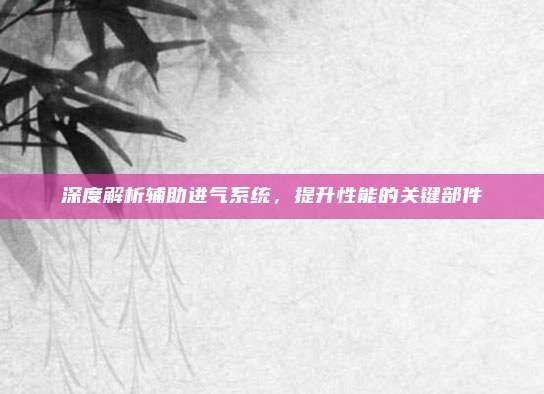 深度解析辅助进气系统,提升性能的关键部件