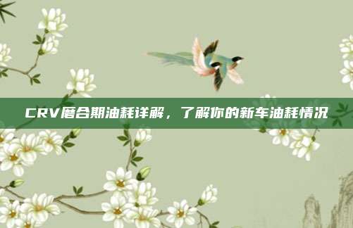 CRV磨合期油耗详解,了解你的新车油耗情况