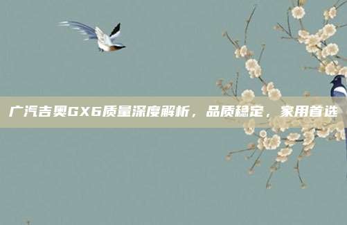 广汽吉奥GX6质量深度解析,品质稳定,家用首选