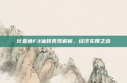 比亚迪F3油耗表现解析,经济实用之选