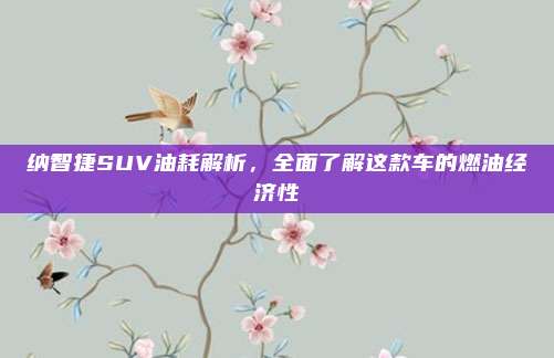 纳智捷SUV油耗解析,全面了解这款车的燃油经济性