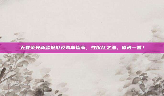 五菱荣光新款报价及购车指南,性价比之选,值得一看!