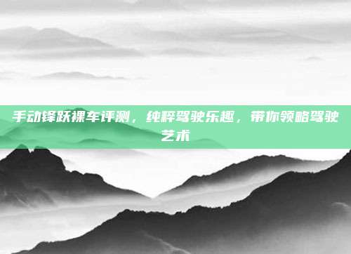 手动锋跃裸车评测,纯粹驾驶乐趣,带你领略驾驶艺术
