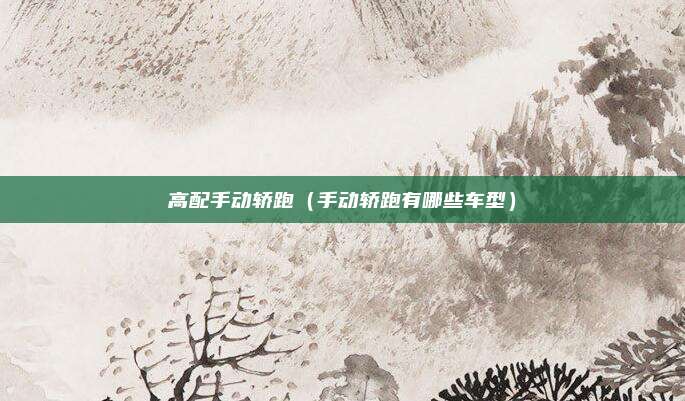 高配手动轿跑（手动轿跑有哪些车型）