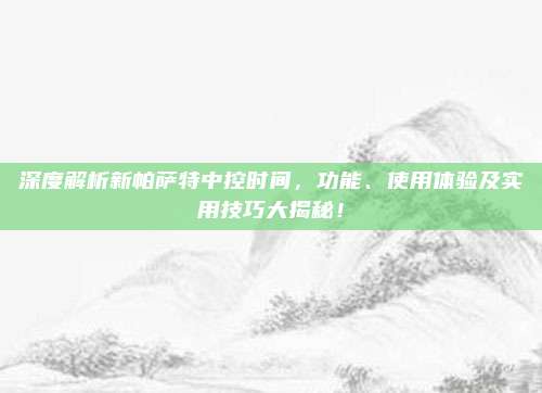 深度解析新帕萨特中控时间,功能、使用体验及实用技巧大揭秘!