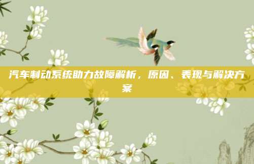 汽车制动系统助力故障解析,原因、表现与解决方案