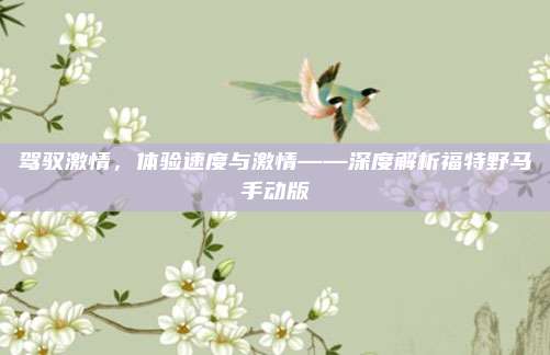 驾驭激情,体验速度与激情——深度解析福特野马手动版