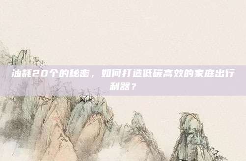 油耗20个的秘密,如何打造低碳高效的家庭出行利器?