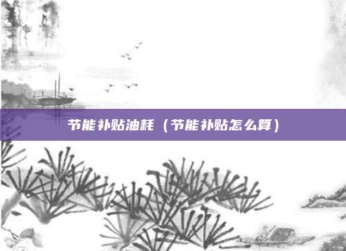 节能补贴油耗(节能补贴怎么算)