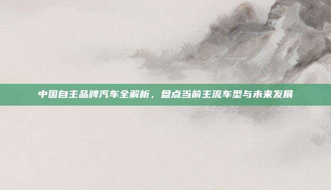中国自主品牌汽车全解析,盘点当前主流车型与未来发展