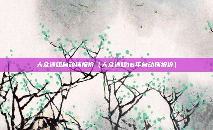 大众速腾自动挡报价（大众速腾16年自动挡报价）