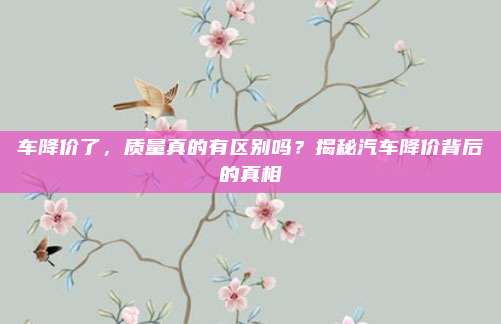 车降价了,质量真的有区别吗?揭秘汽车降价背后的真相