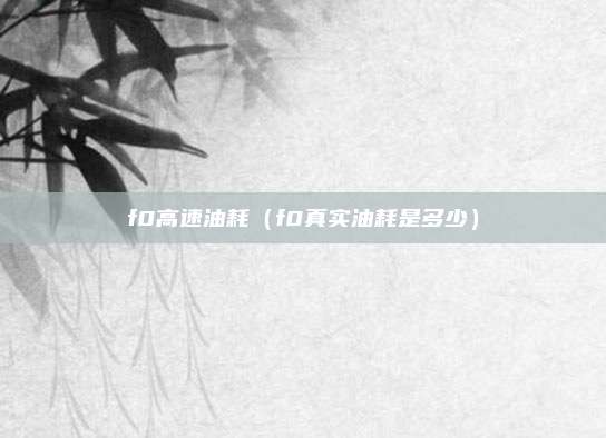 f0高速油耗(f0真实油耗是多少)
