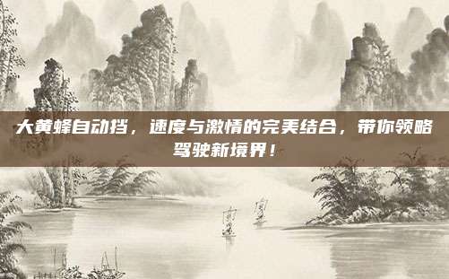 大黄蜂自动挡,速度与激情的完美结合,带你领略驾驶新境界!