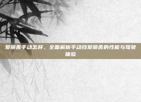 爱丽舍手动怎样,全面解析手动挡爱丽舍的性能与驾驶体验