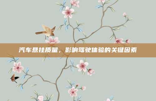 汽车悬挂质量,影响驾驶体验的关键因素
