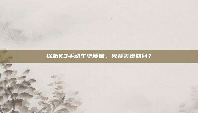 探析K3手动车型质量,究竟表现如何?