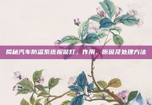 揭秘汽车防盗系统报警灯,作用、原因及处理方法