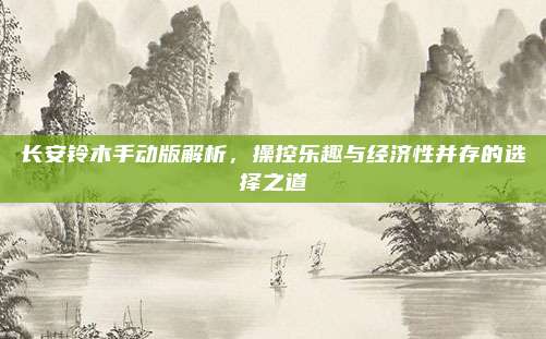 长安铃木手动版解析，操控乐趣与经济性并存的选择之道